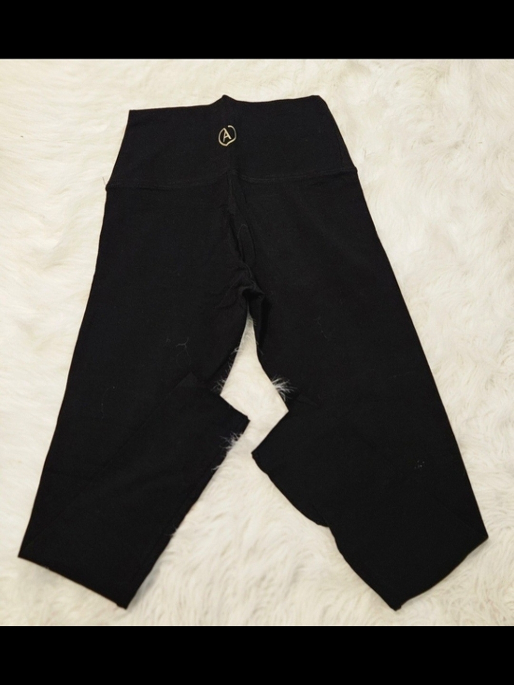 TNA Black High-Waist Leggings with Heart Gold Logo
